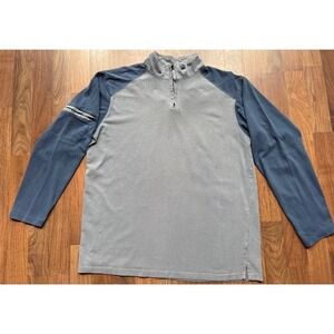 Territory Ahead Mens XL Blue Grey Cotton Long Sleeve Shirt Quarter Zip Pullover